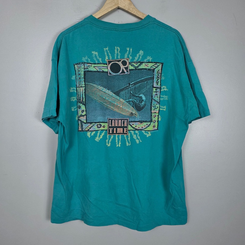 Ocean Pacific OP 1992 Surf Launch Time T Shirt Teal Graphic Print Beach Mens XL